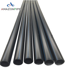 HDPE black pipe with blue stripe ISO4427 PE water